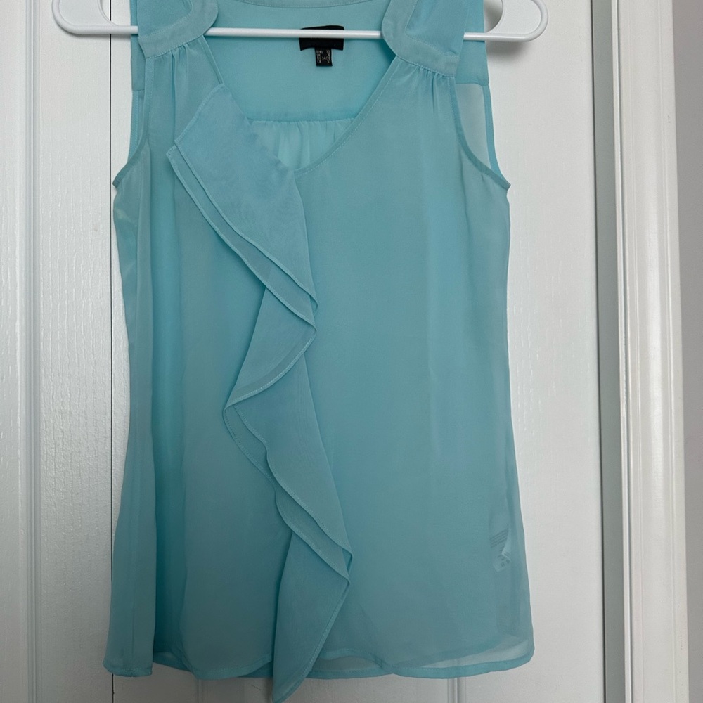 NWOT Mexx Light Blue Ruffle Sleeveless Blouse In size XS or size 32